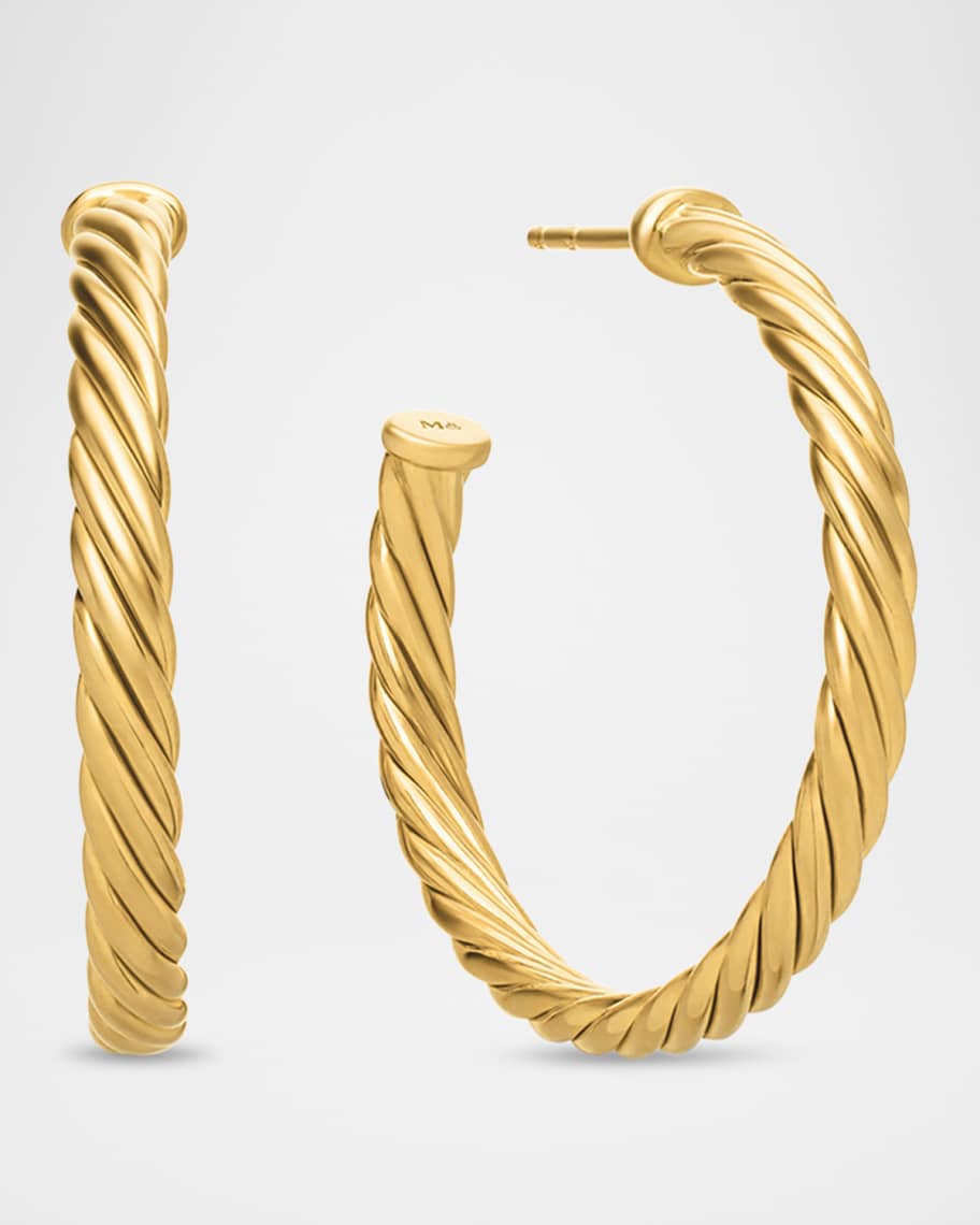 David Yurman 18k Cablespira Hoop Earrings, 1"