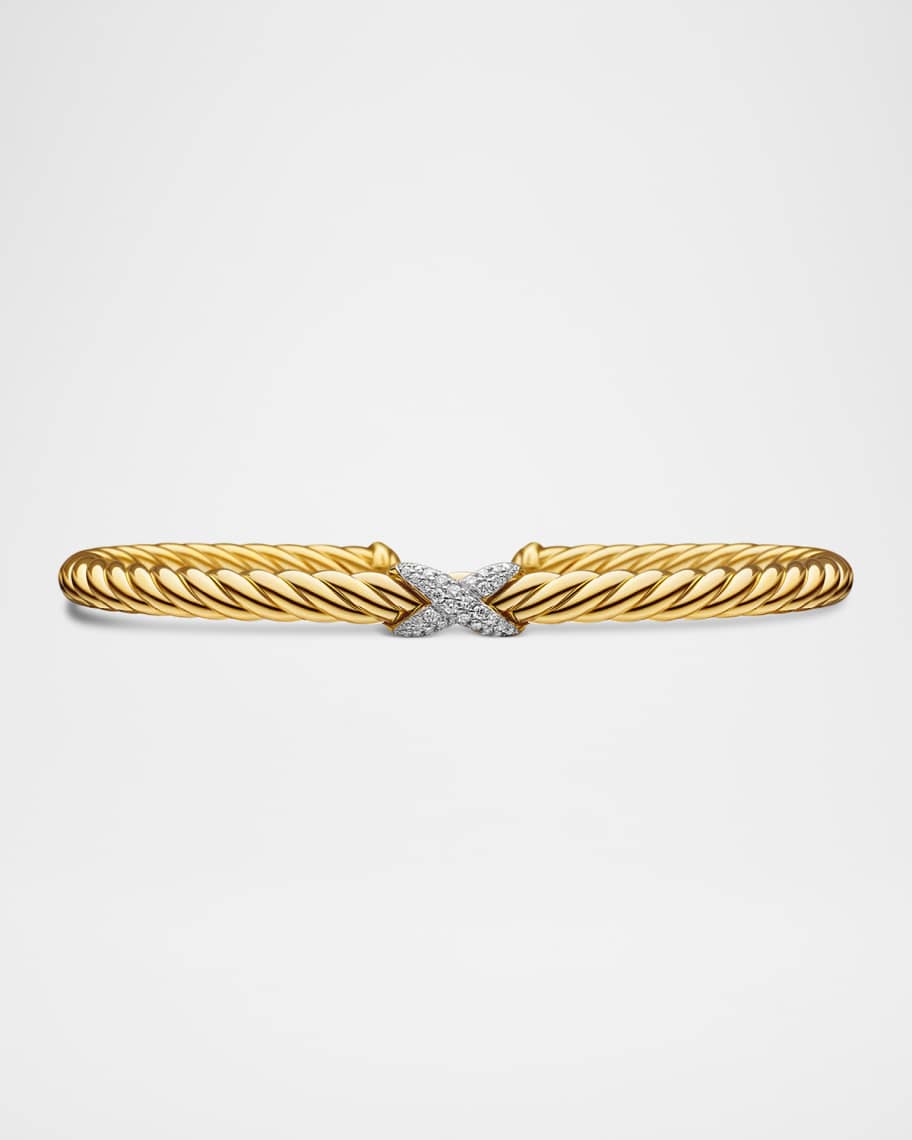 David Yurman 18k Gold Diamond-X Cablespira Bracelet