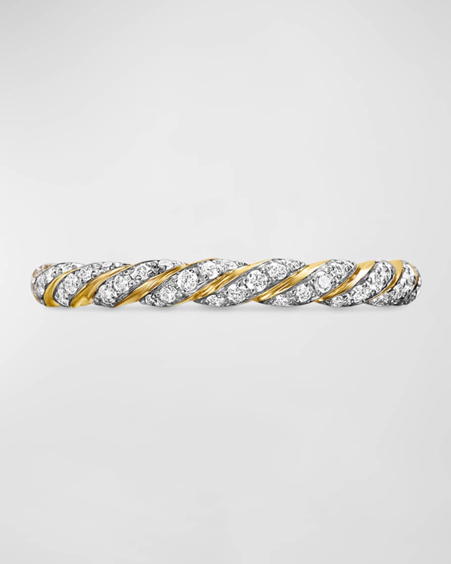 David Yurman Paveflex Ring with Diamonds in 18K Gold, 2.7mm