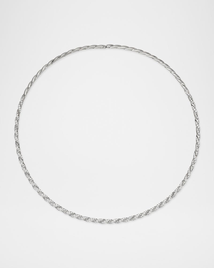 David Yurman Sculpted Cable Flex Necklace in 18K White Gold, 3.7mm