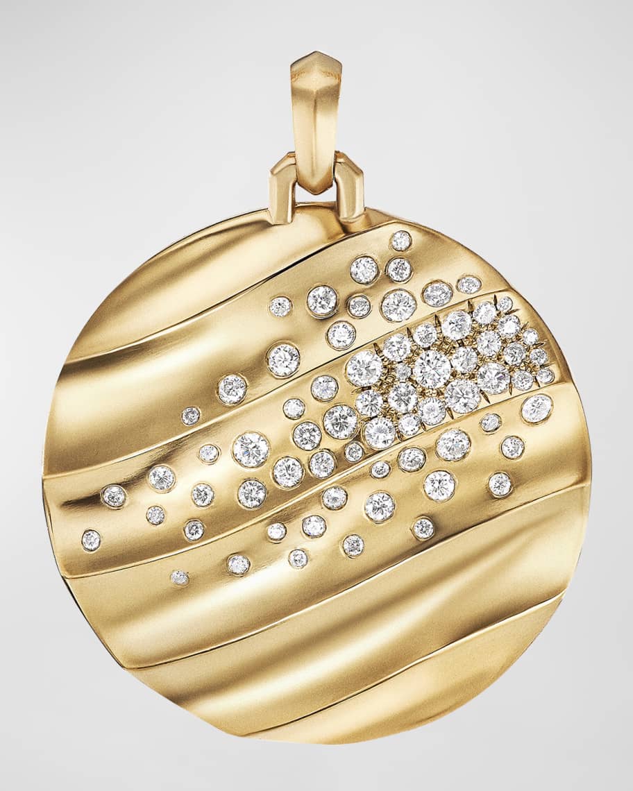 David Yurman Cable Edge Pendant with Diamonds in 18K Gold, 37mm