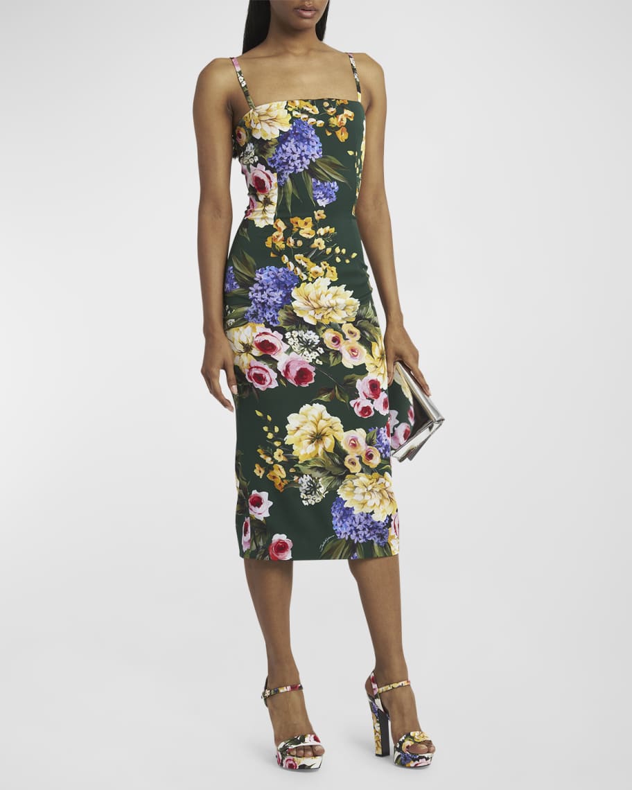 Dolce&Gabbana Floral Print Midi Dress | Neiman Marcus