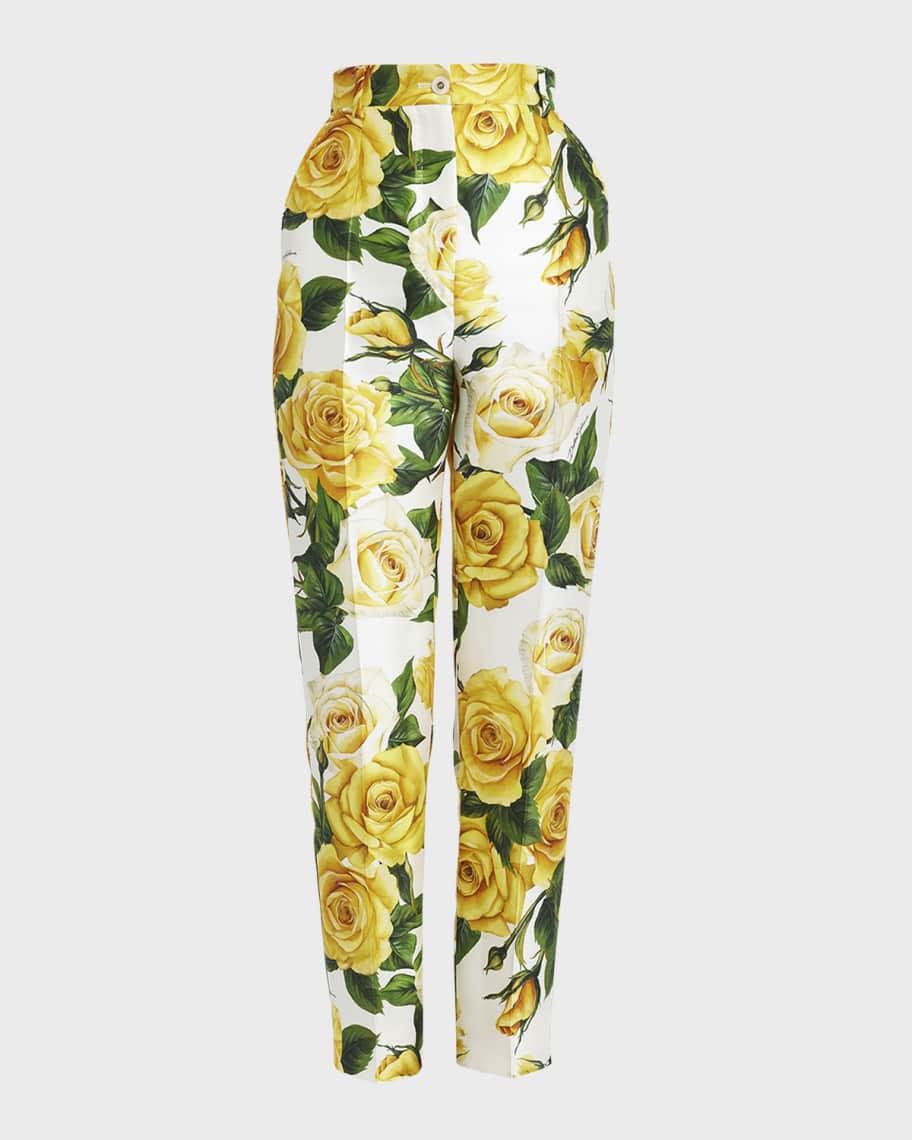 Dolce & Gabbana Yellow Rose Print Leggings main image 1