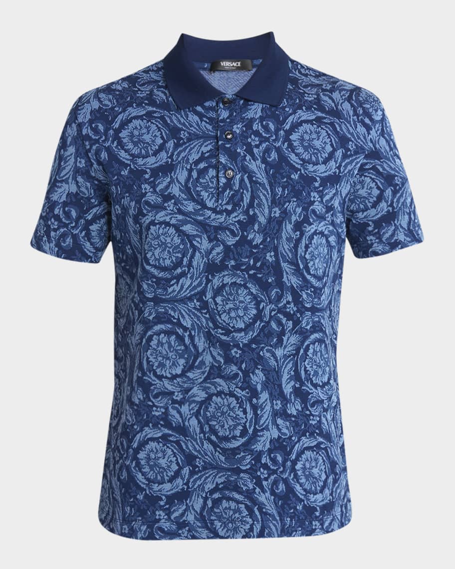Versace Men's Iconic Barocco Pique Polo Shirt | Neiman Marcus