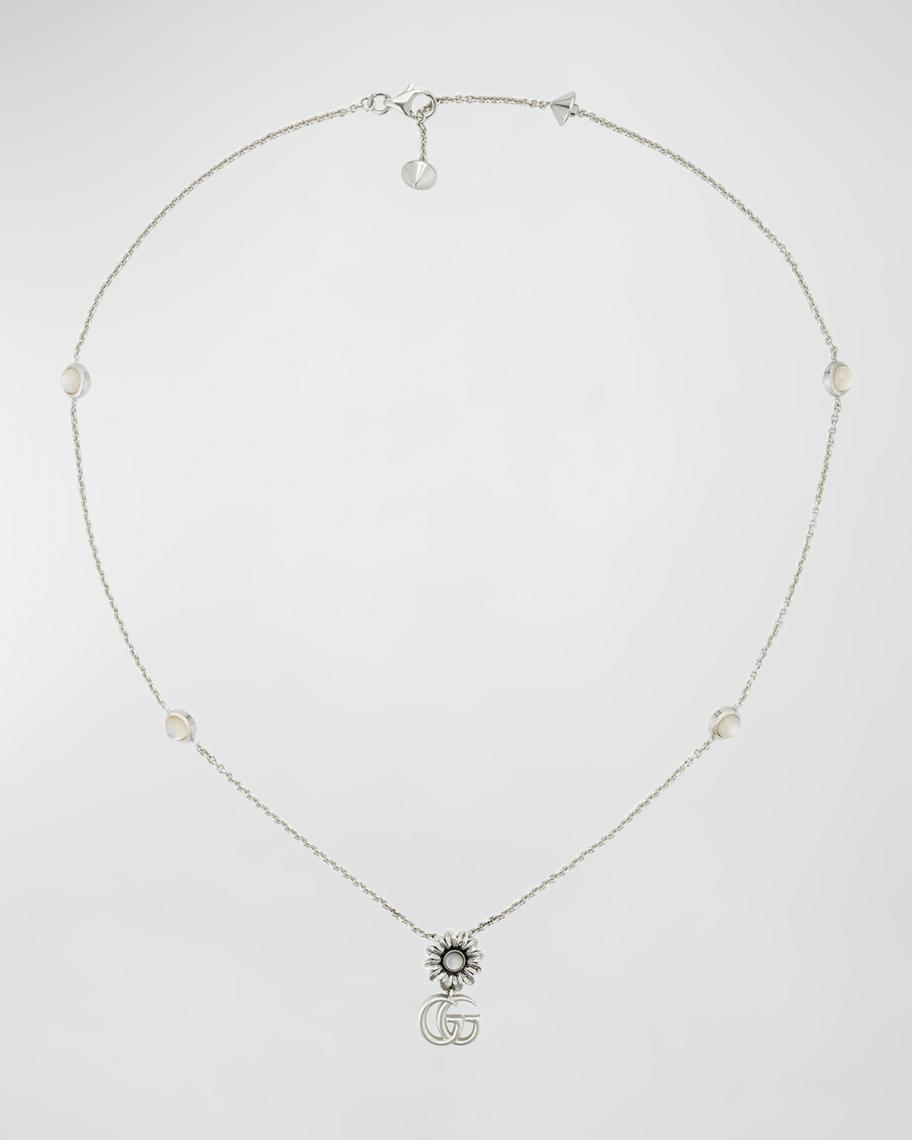 Gucci GG Marmont Flower Sterling Silver & Pearl Necklace | Neiman