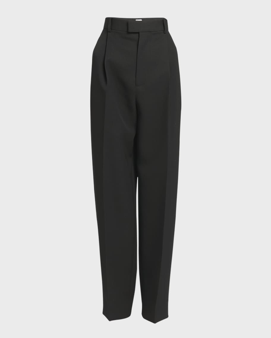 Bottega Veneta High-Rise Pleated Straight-Leg Trousers