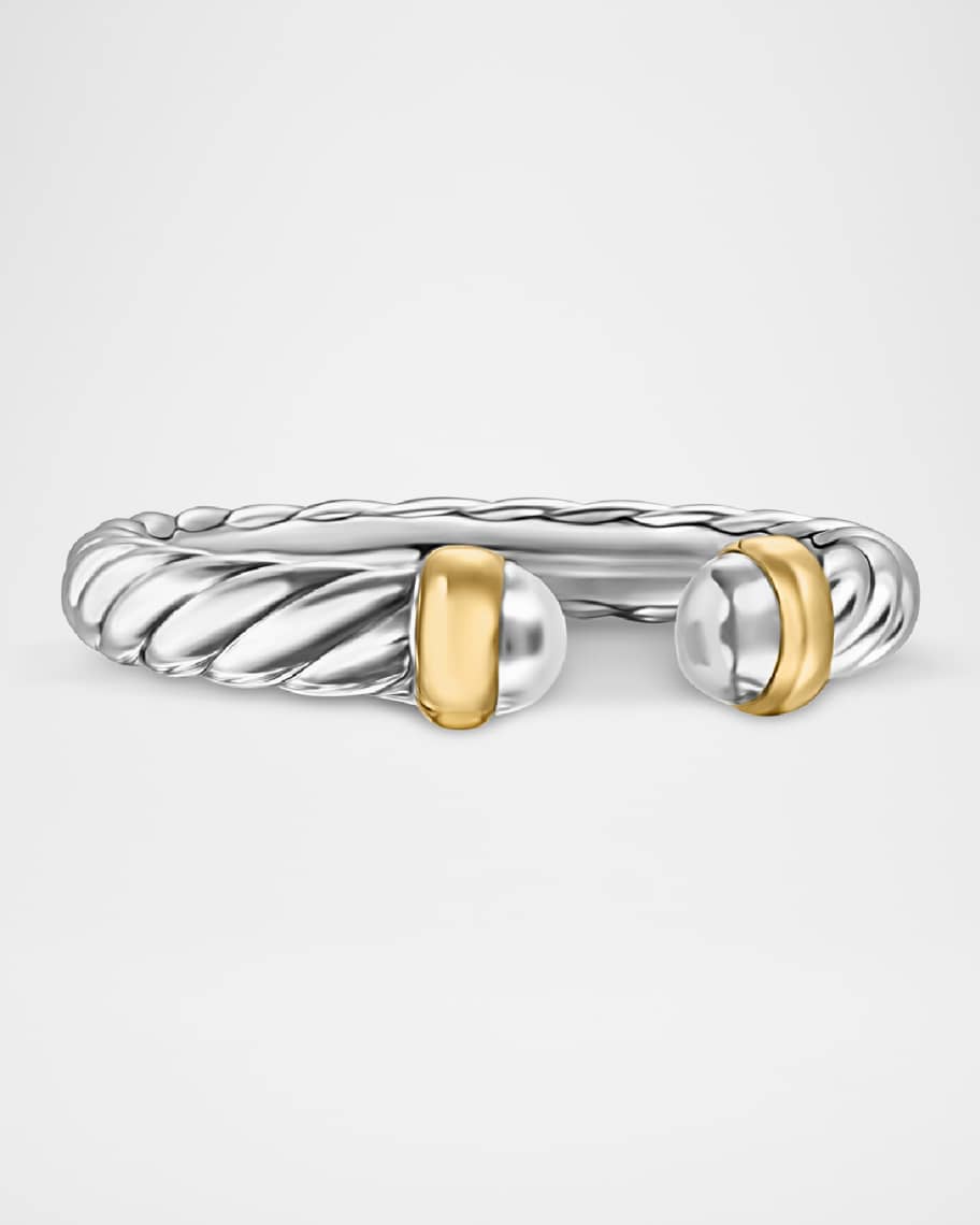 David Yurman Cable Flex Open Ring in Silver and 14K Gold, 3.4mm