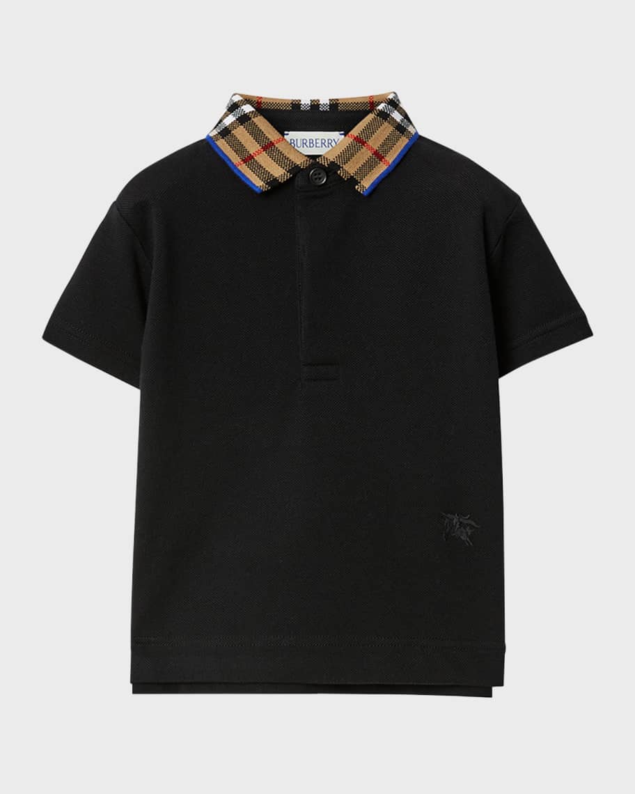 Burberry Boy's Johane Check Collar EKD Polo Shirt, Size 6M-2 | Neiman ...