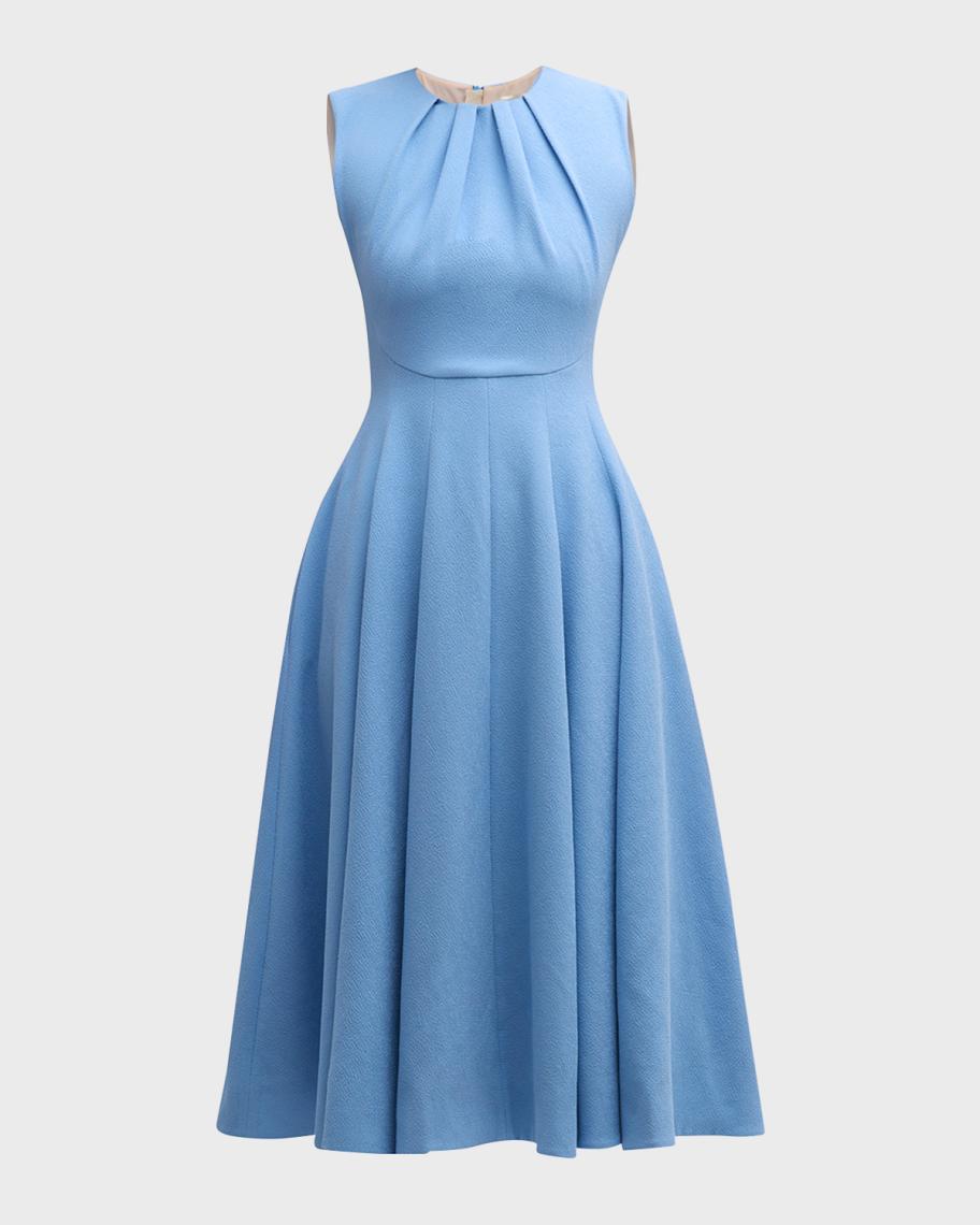emilia wickstead blue dress Eman Dress In Steel Blue Crepe
