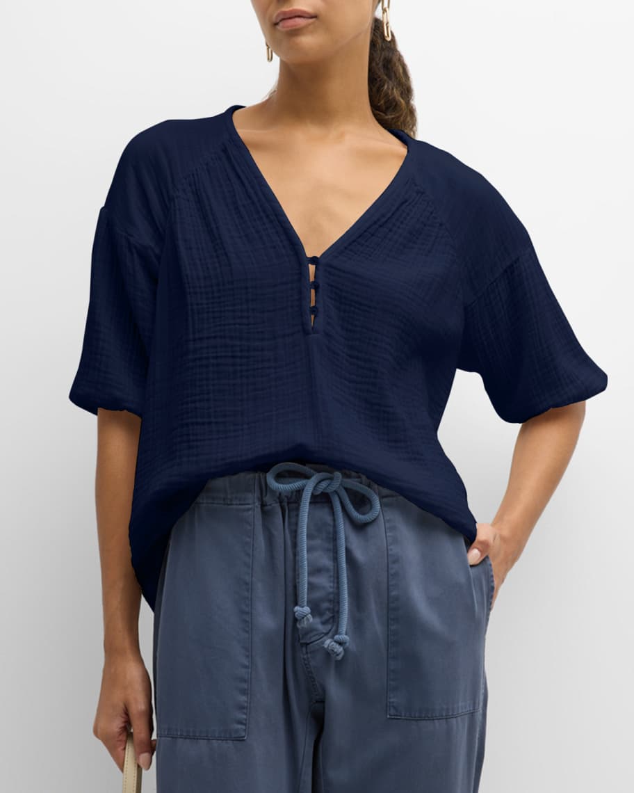 Xirena Felicity BlousonSleeve Cotton Gauze Top Neiman Marcus