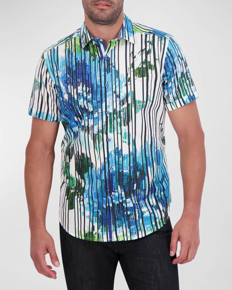 ROBERT GRAHAM Size L Multi Color Abstract Art Print Cotton Long Sleeve Shirt main image 0