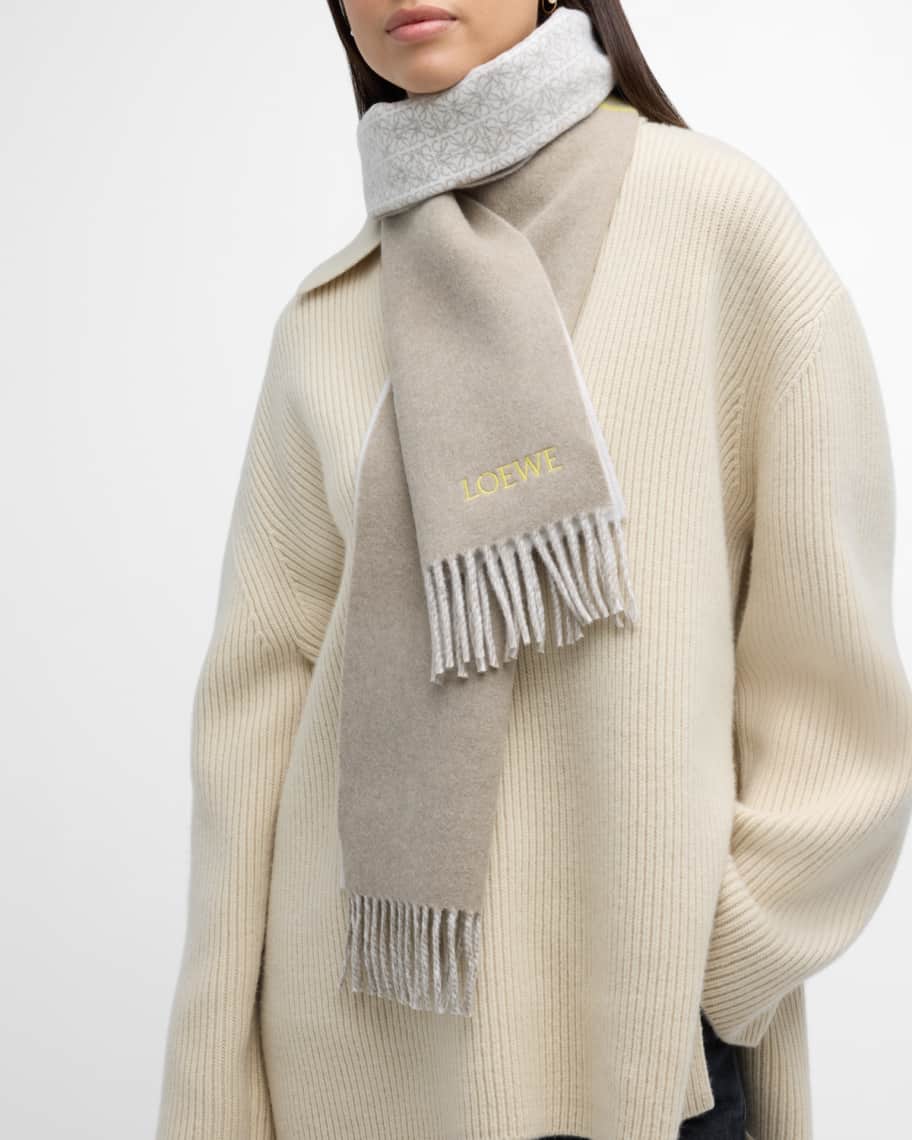Loewe Anagram Wool-Cashmere Scarf | Neiman Marcus