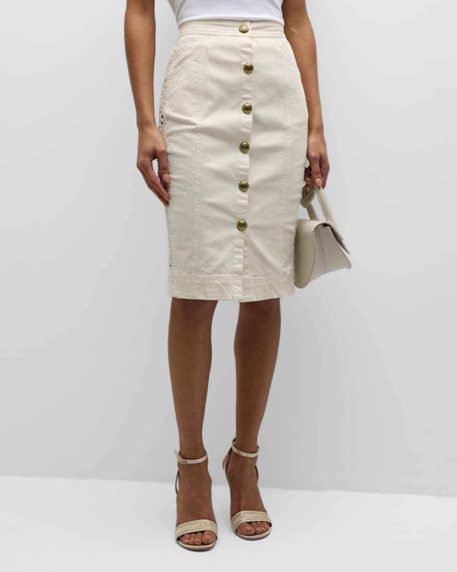 Image 2 of 6: Lennox Crochet Embroidered Pencil Skirt