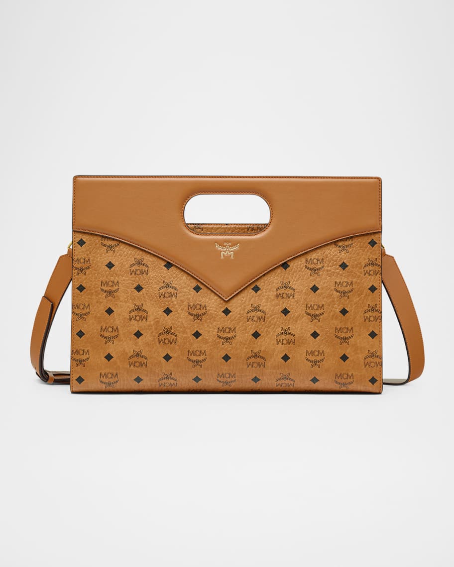 MCM Visetos Faux Leather Top Handle Bag Neiman Marcus