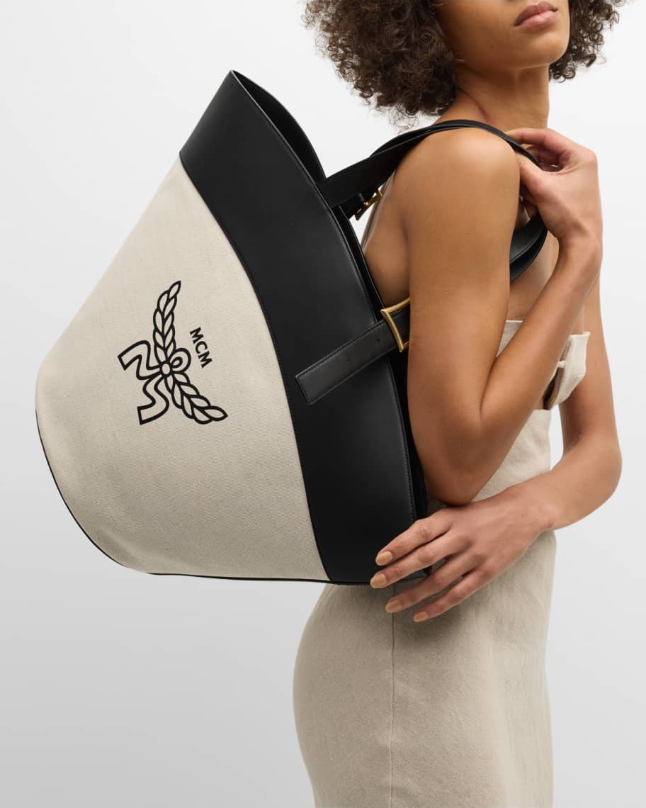 Image 2 of 6: Lauretos Logo Canvas Shopper Tote Bag