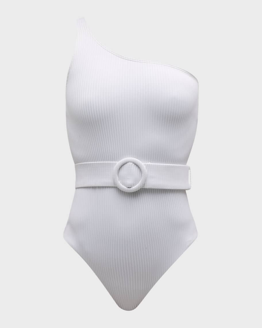 Alexandra Miro Davina Asymmetric Belted One Piece Swimsuit