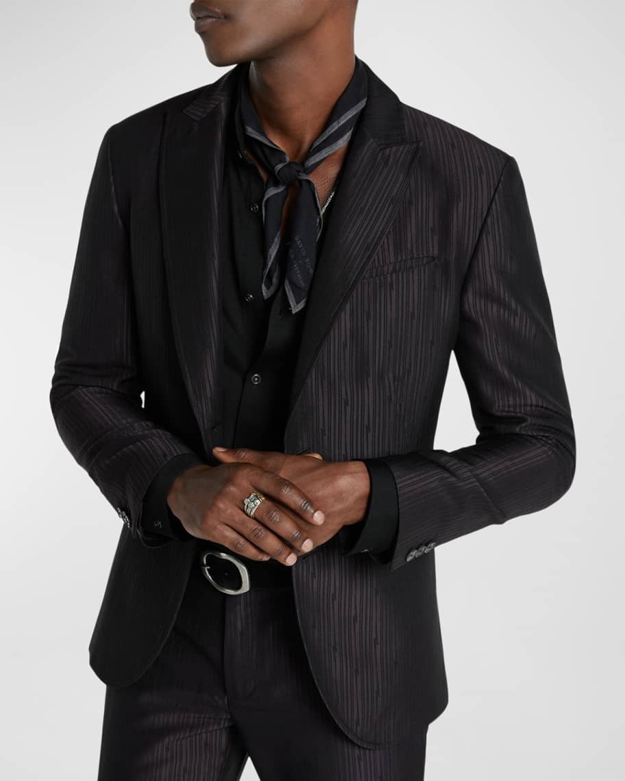 John Varvatos Men s Striped Jacquard Peak Lapel Sport Coat Neiman Marcus