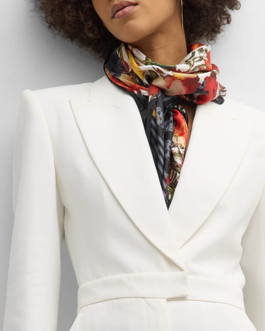 Image 1 of 5: Dutch Flora Biker Silk Square Scarf