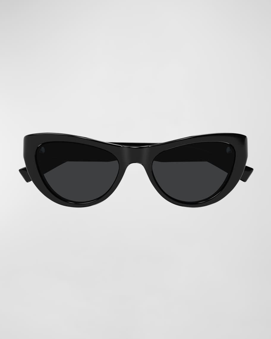 Saint Laurent Sleek Logo Plastic Cat-Eye Sunglasses | Neiman Marcus
