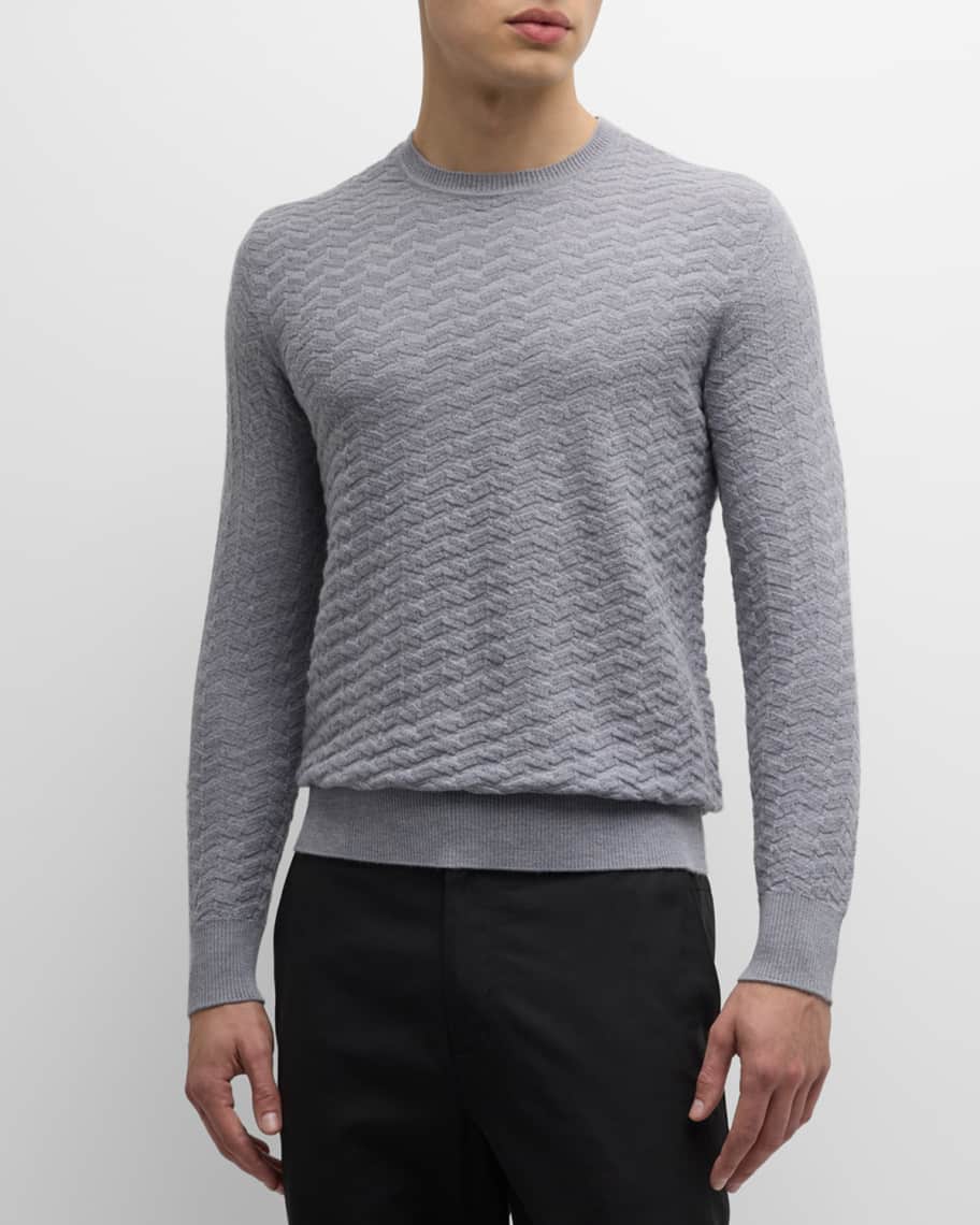 Emporio Armani Men's Wool Textured Knit Crewneck Sweater