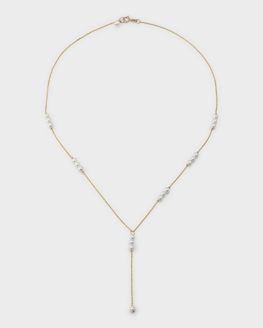 Image 1 of 5: 14k Gold Baby Pearl Lariat Necklace