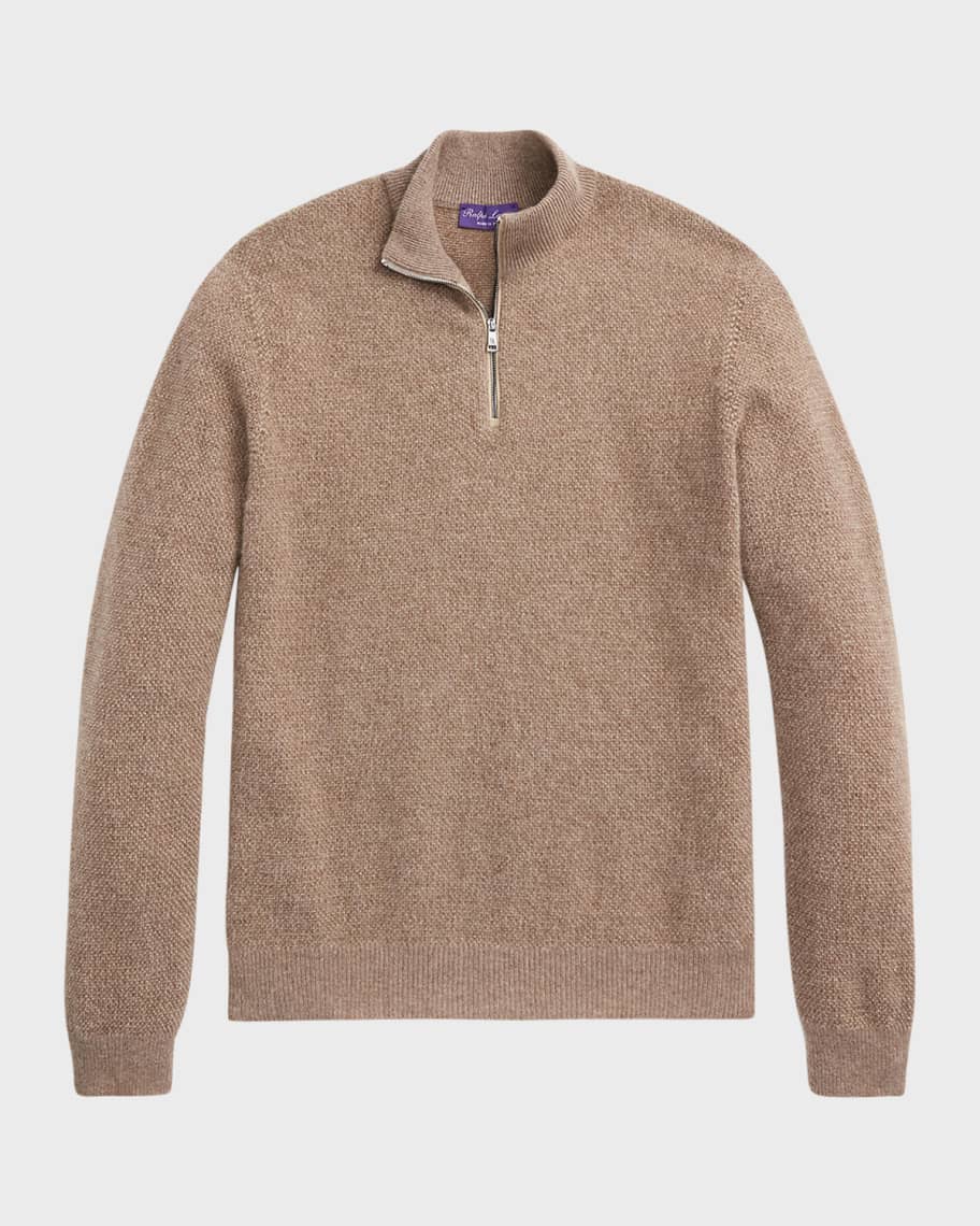 Image 1 of 6: Men's Cashmere Quarter-Zip Sweater