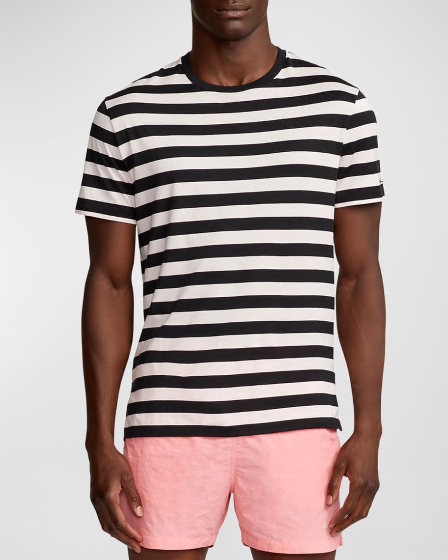 Image 2 of 5: Men's Striped Lisle Crew T-Shirt