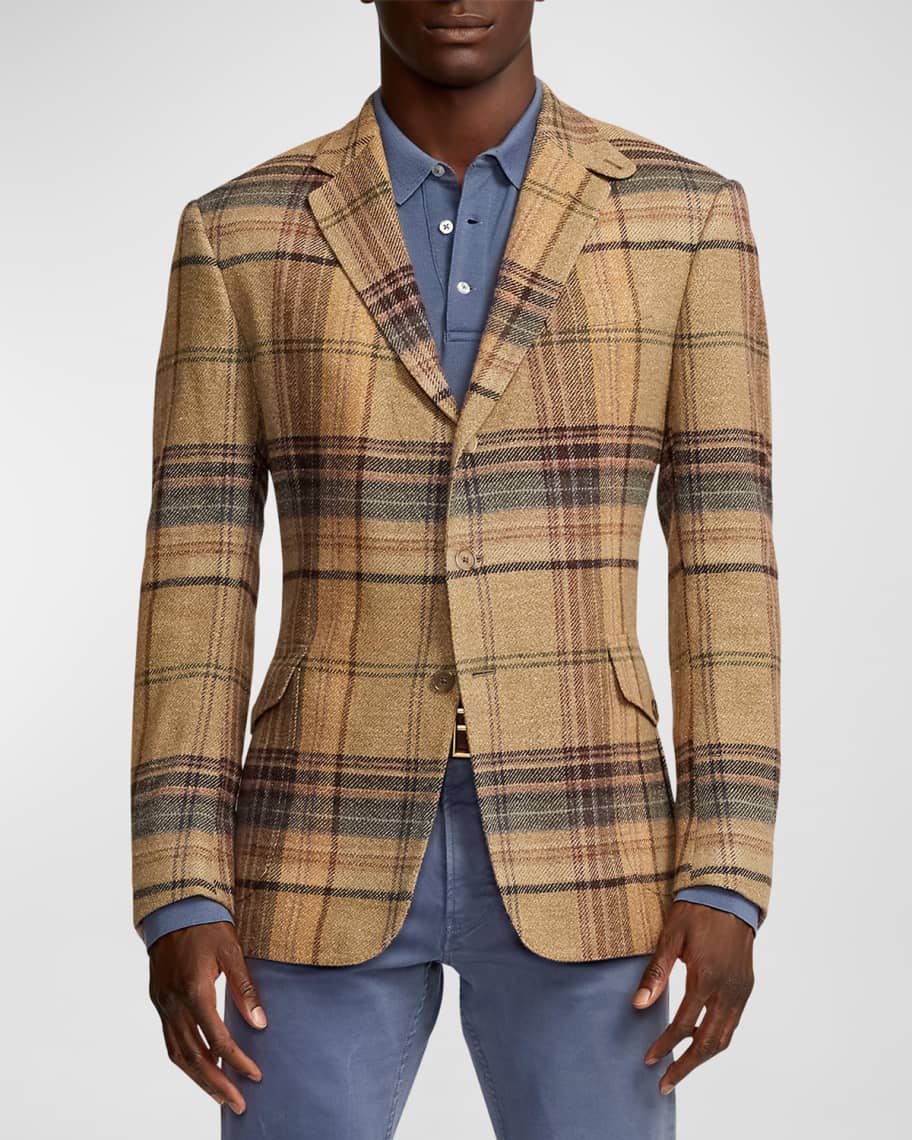 Image 2 of 6: Men's Kent Hand-Tailored Plaid Tweed Sport Coat