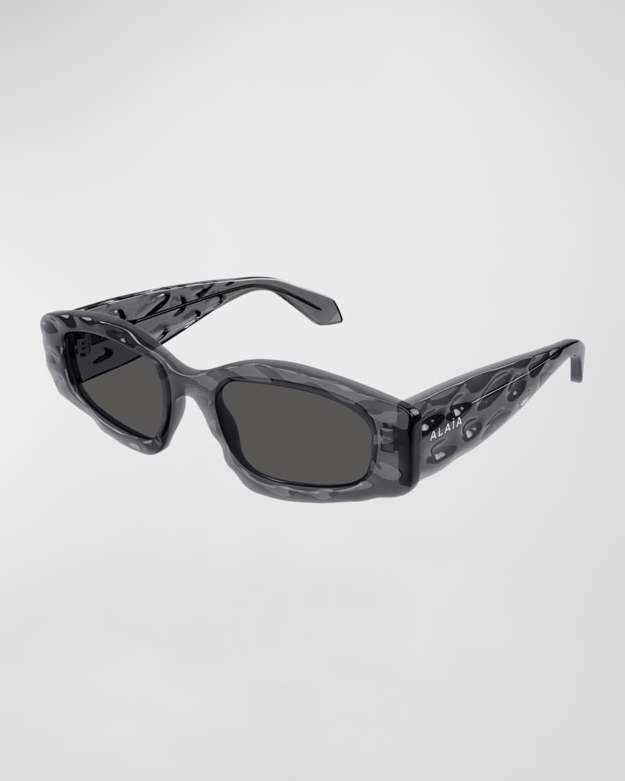 ALAIA Wavy Acetate Rectangle Sunglasses | Neiman Marcus