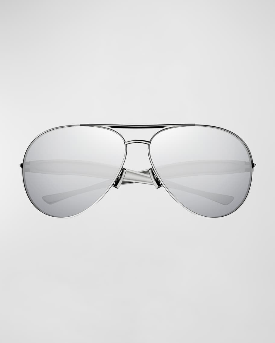 Image 3 of 3: Curved Metal Aviator Sunglasses
