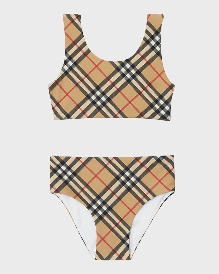 Burberry Girl s Noor Check Two Piece Swimsuit Size 3 14 Neiman