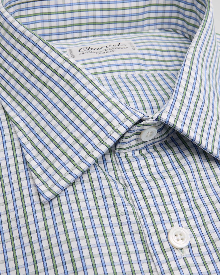 Image 2 of 2: Men's Cotton Check-Print Dress Shirt