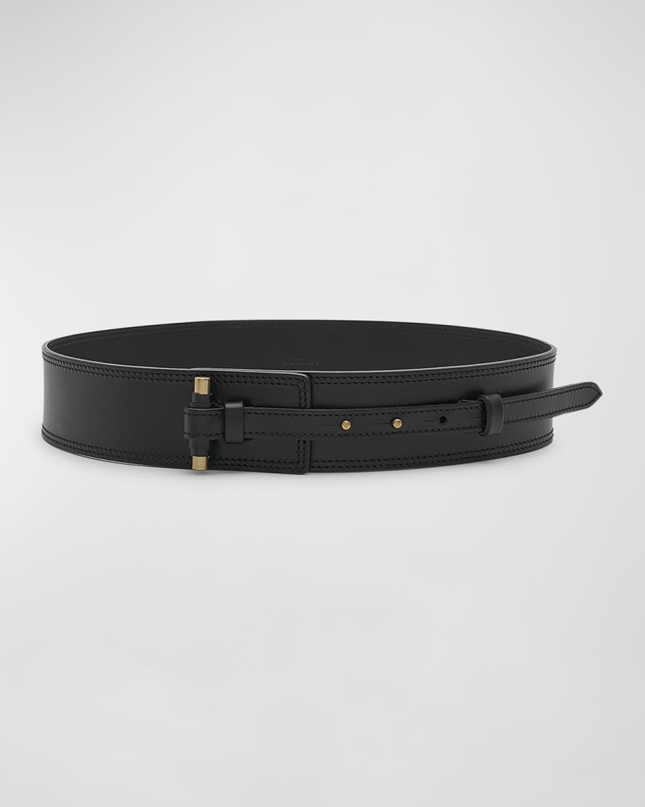 Isabel Marant Vigo Leather & Brass Belt | Neiman Marcus