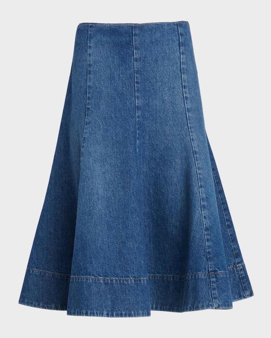 Image 2 of 4: Lennox Paneled Denim Midi Skirt