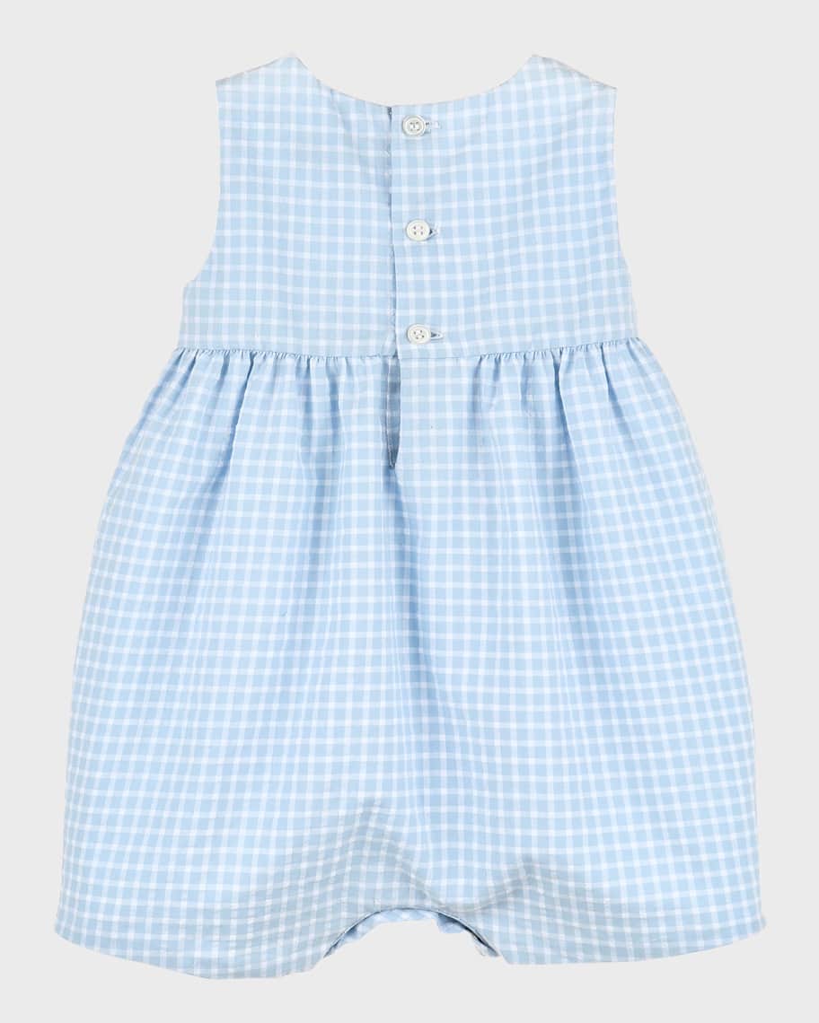 Image 2 of 2: Boy's Golf Cotton Check Bubble Romper, Size 3M-18M