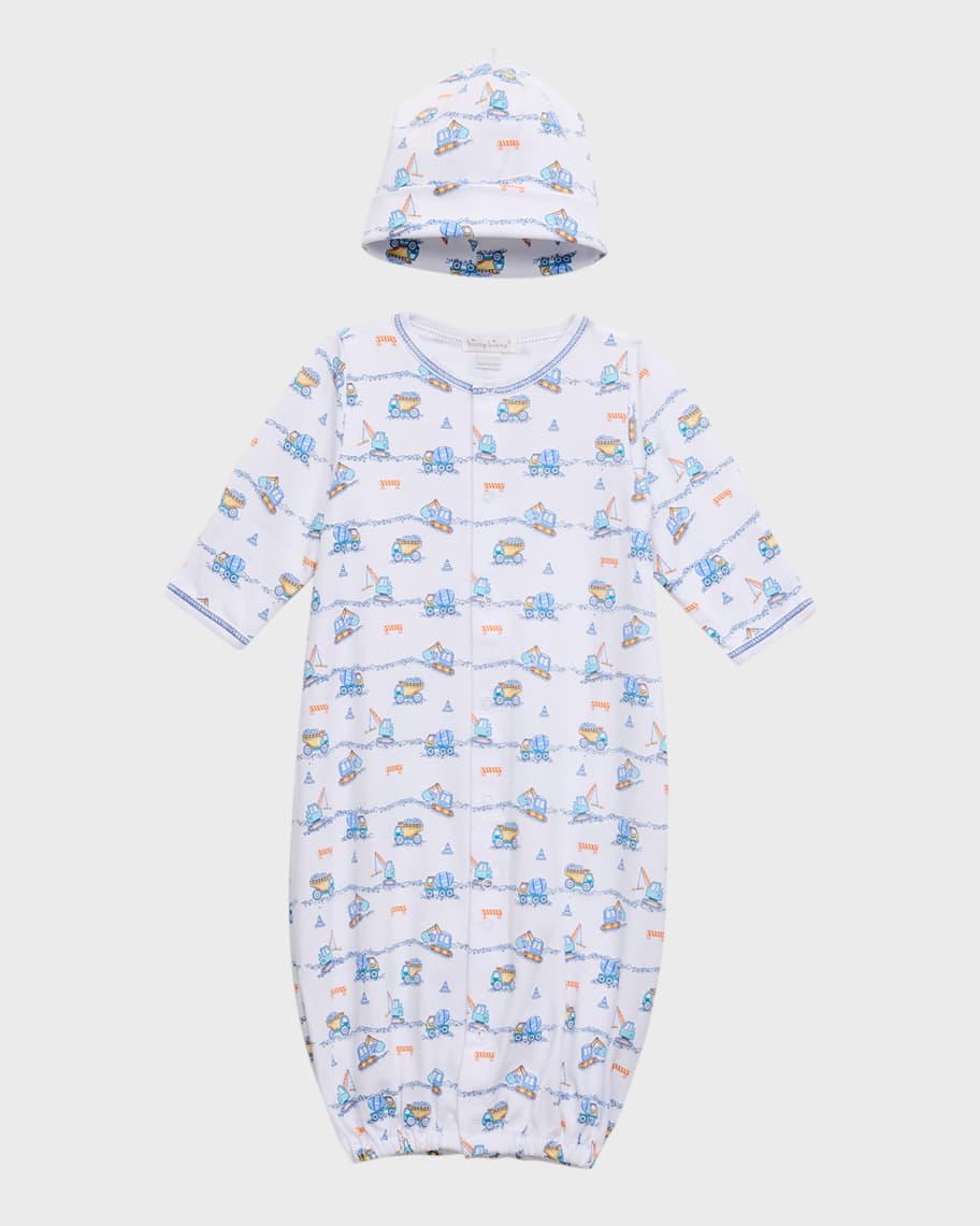 Kissy Kissy Boy's Construction Junction Convertible Gown and Hat Set