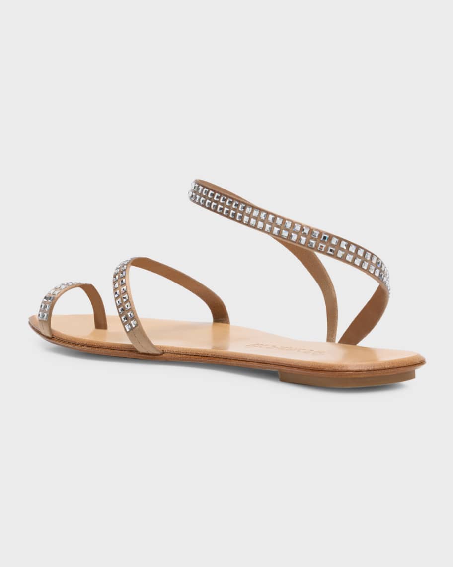 Image 3 of 6: Vilon Crystal Toe-Ring Flat Sandals