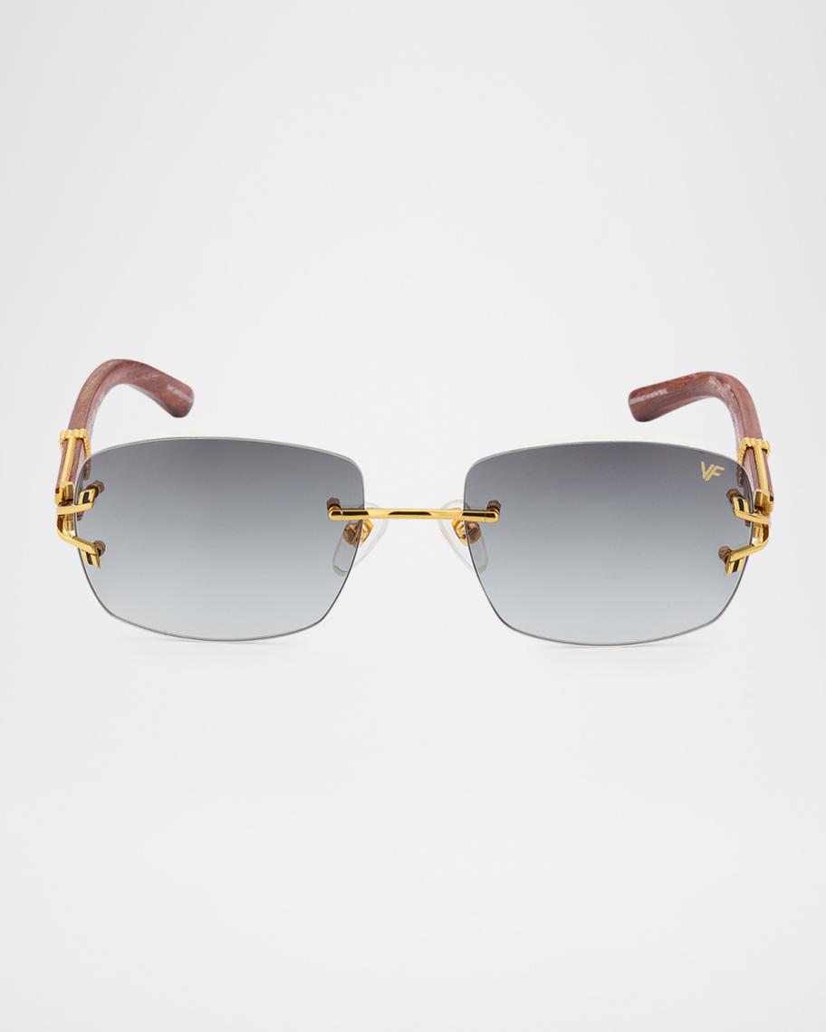 Vintage Frames Company Men's Bal Harbour Wood 24K Yellow Gold Rectangle ...