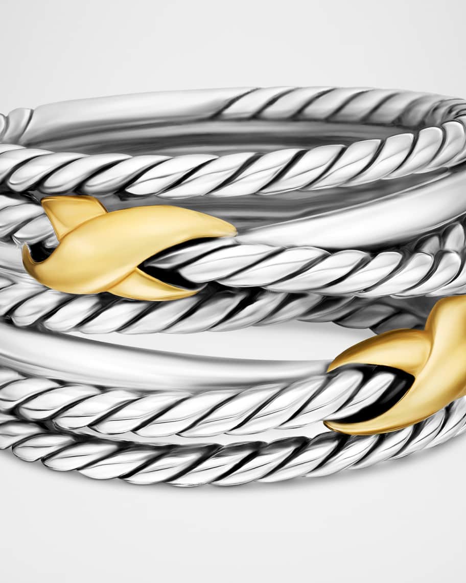 Image 3 of 5: Double X Crossover Ring in Silver with 18K Gold, 13mm, Size 9.5