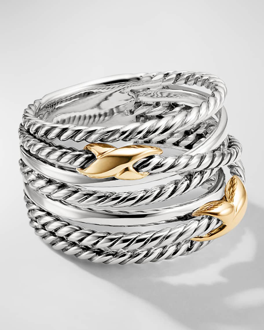David Yurman Double X Crossover Ring in Silver with 18K Gold, 13mm ...