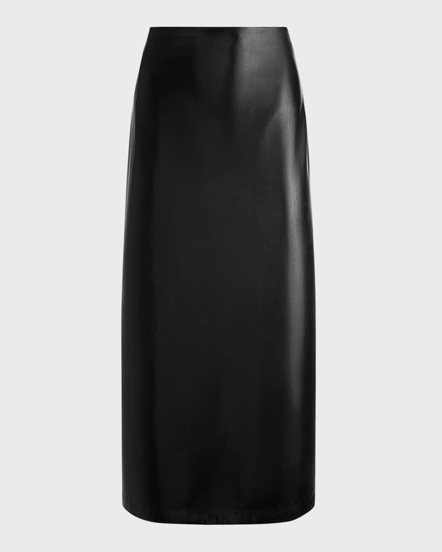 Image 1 of 6: Maeve Vegan Leather Slip Skirt