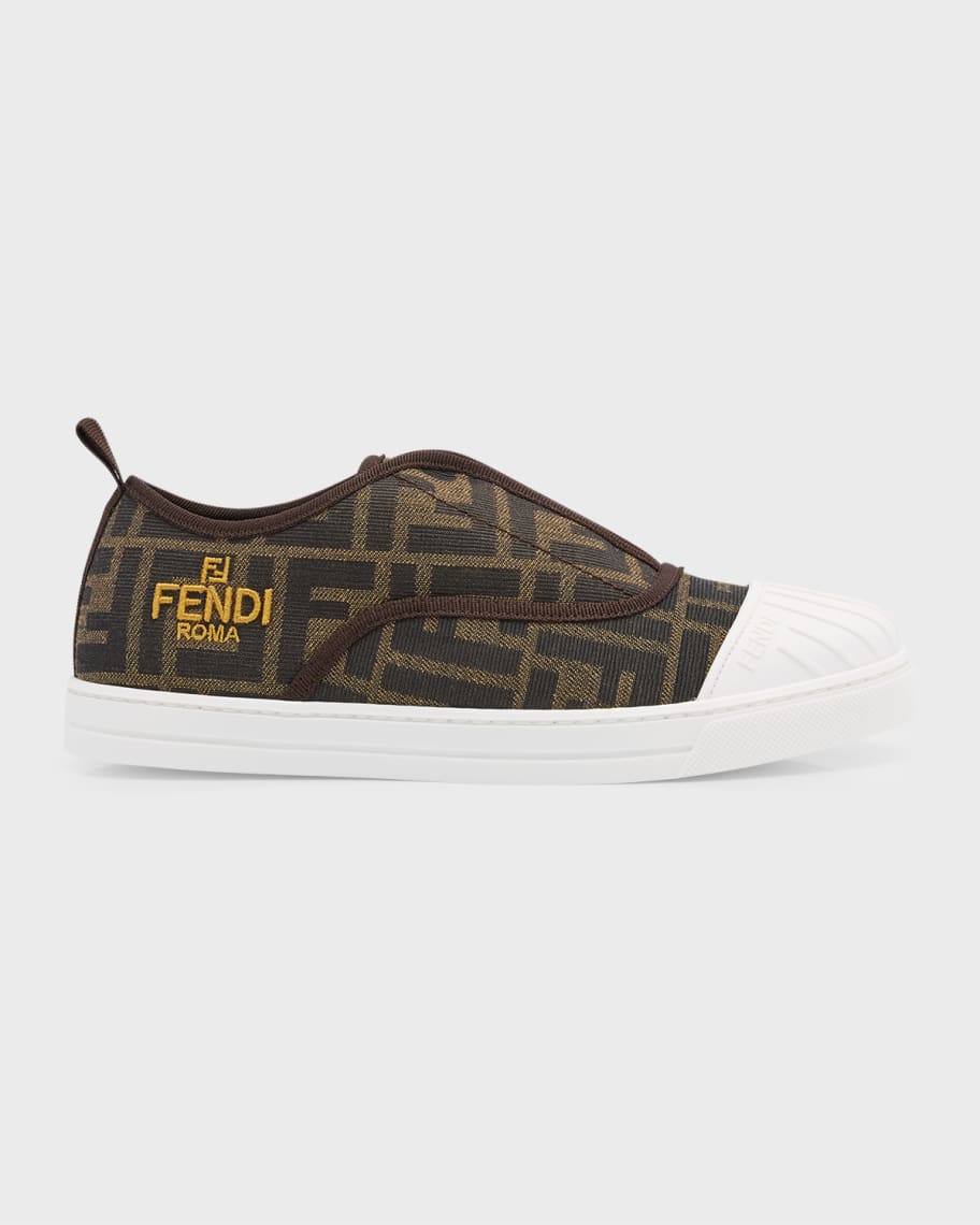 Fendi Kid s FF Logo Print Slip On Sneakers Kids Neiman Marcus
