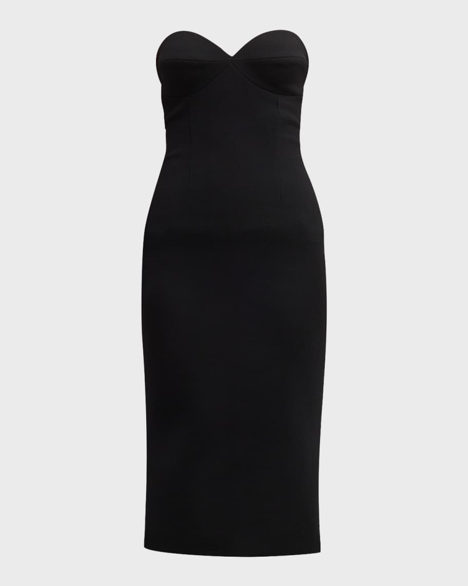 Sergio Hudson Strapless Bustier Midi Dress | Neiman Marcus