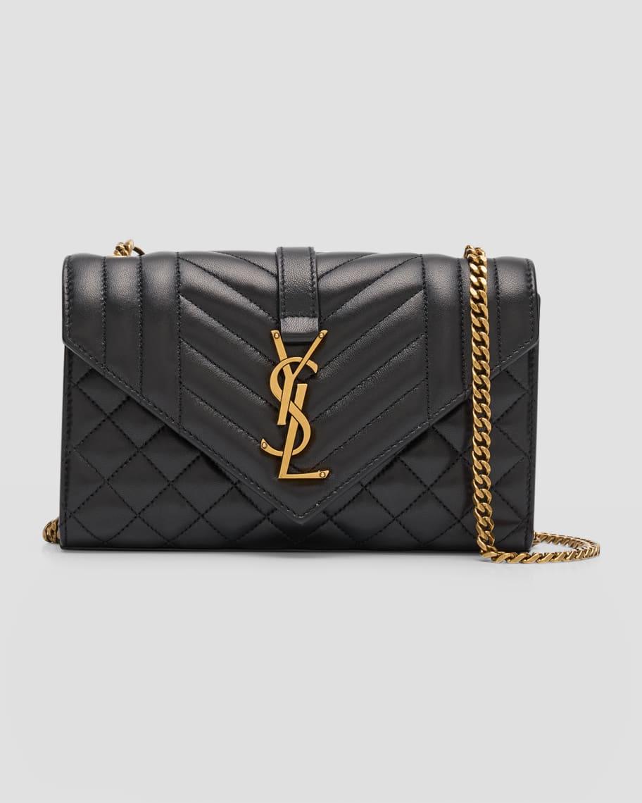 Saint Laurent Envelope Triquilt Small YSL Shoulder Bag in Smooth ...