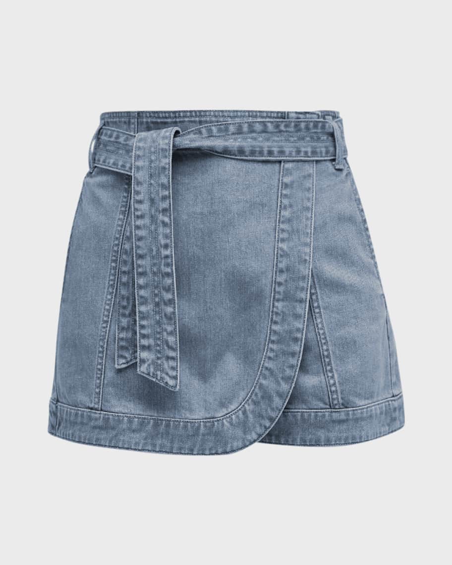 Image 1 of 6: Agee Belted Denim Skort