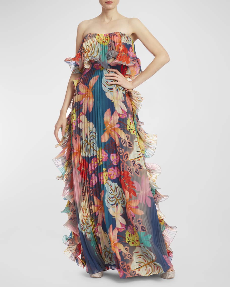 *Badgley Mischka* フローラルマキシドレス Badgley Mischka メタリック フローラルジャカード マキシドレス