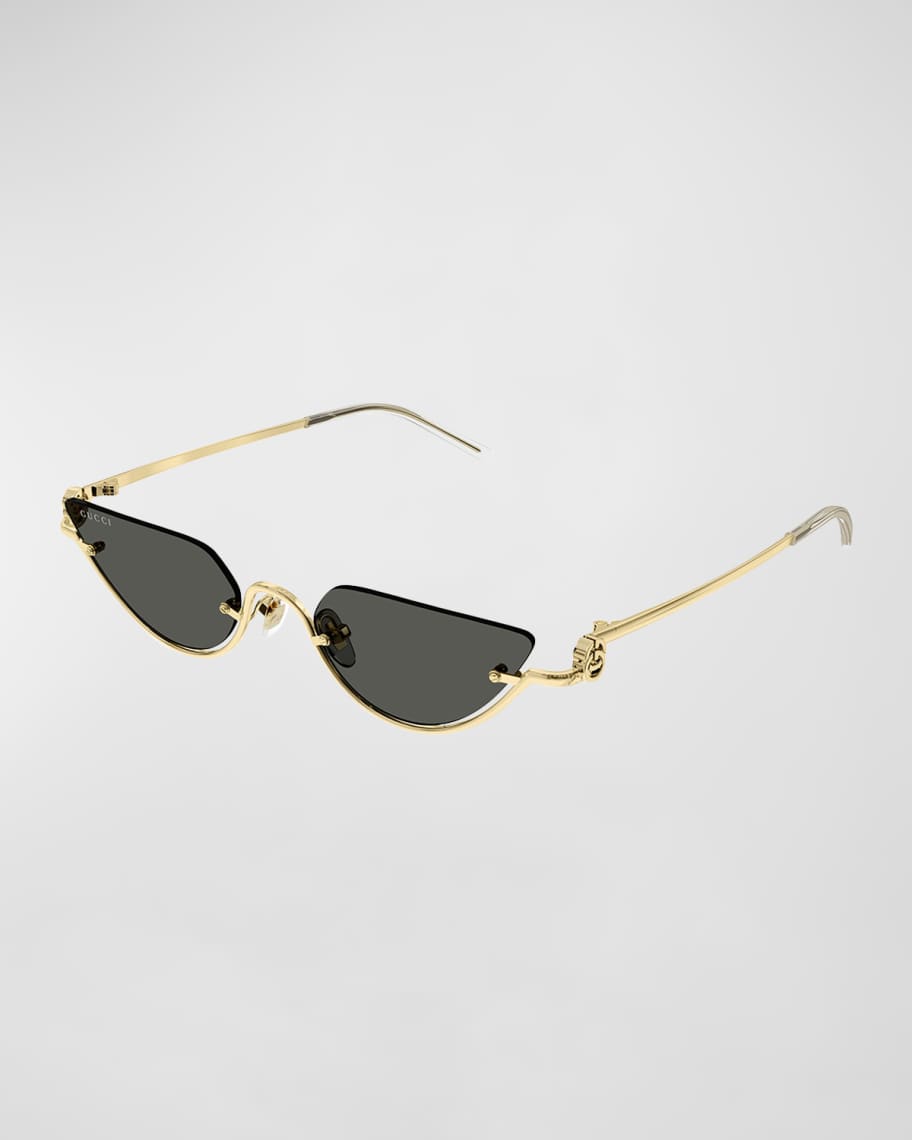 小物 GUCCI Sunglasses Half Rimless Y2K Gucci Half-Rimmed Metal Cat-Eye Sunglasses | Neiman Marcus