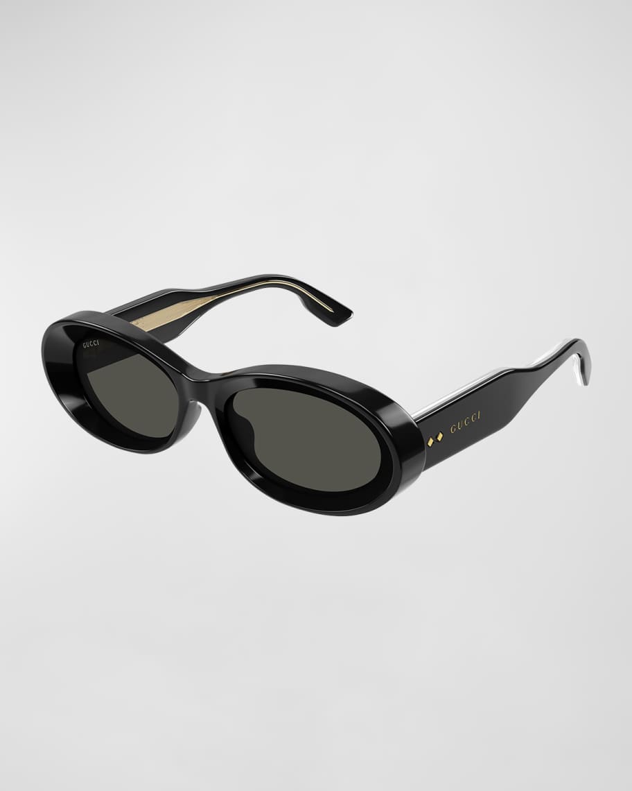 Gucci Beveled Acetate Oval Sunglasses Neiman Marcus
