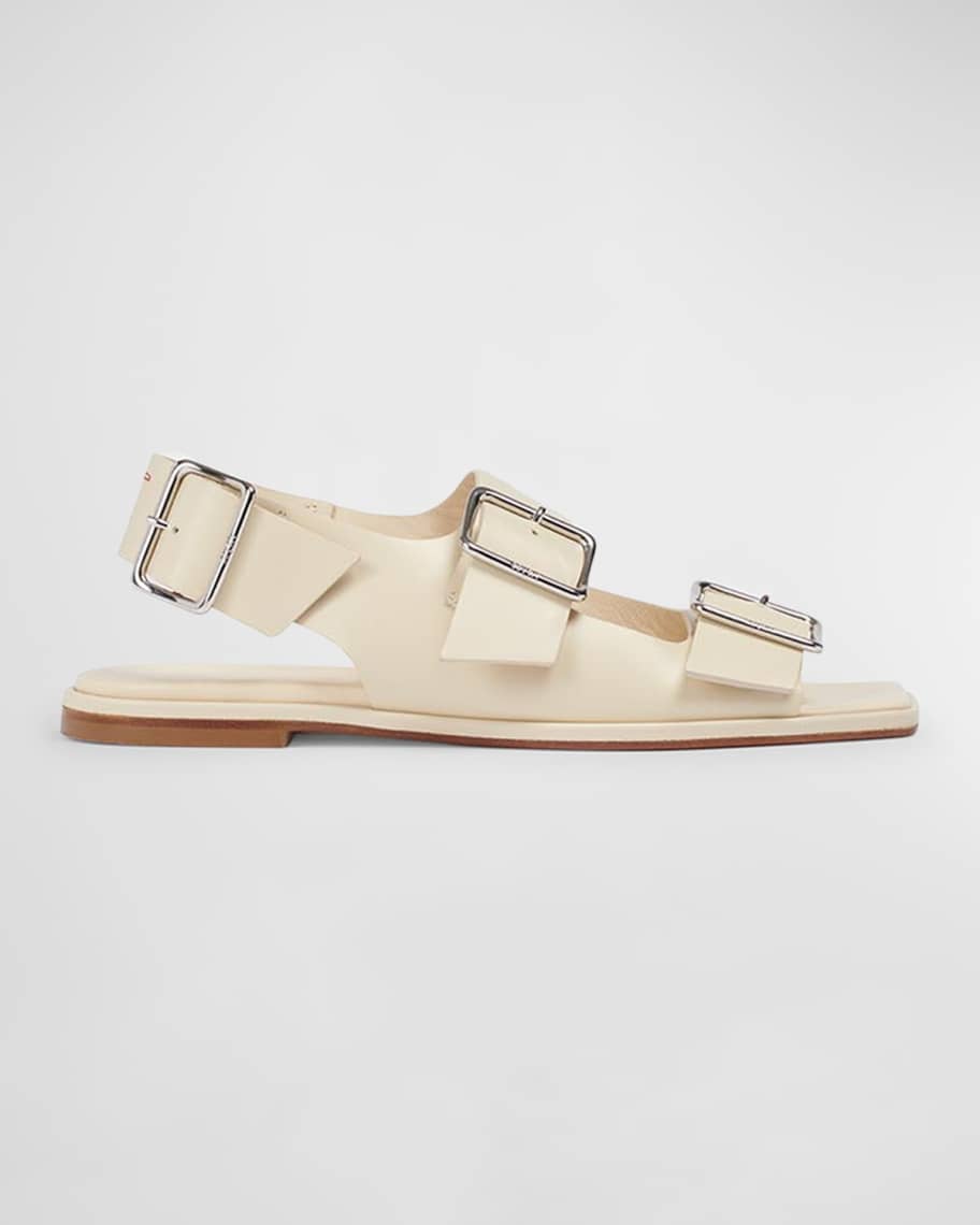 Aeyde Thekla Leather Dual Buckle Slingback Sandals | Neiman Marcus