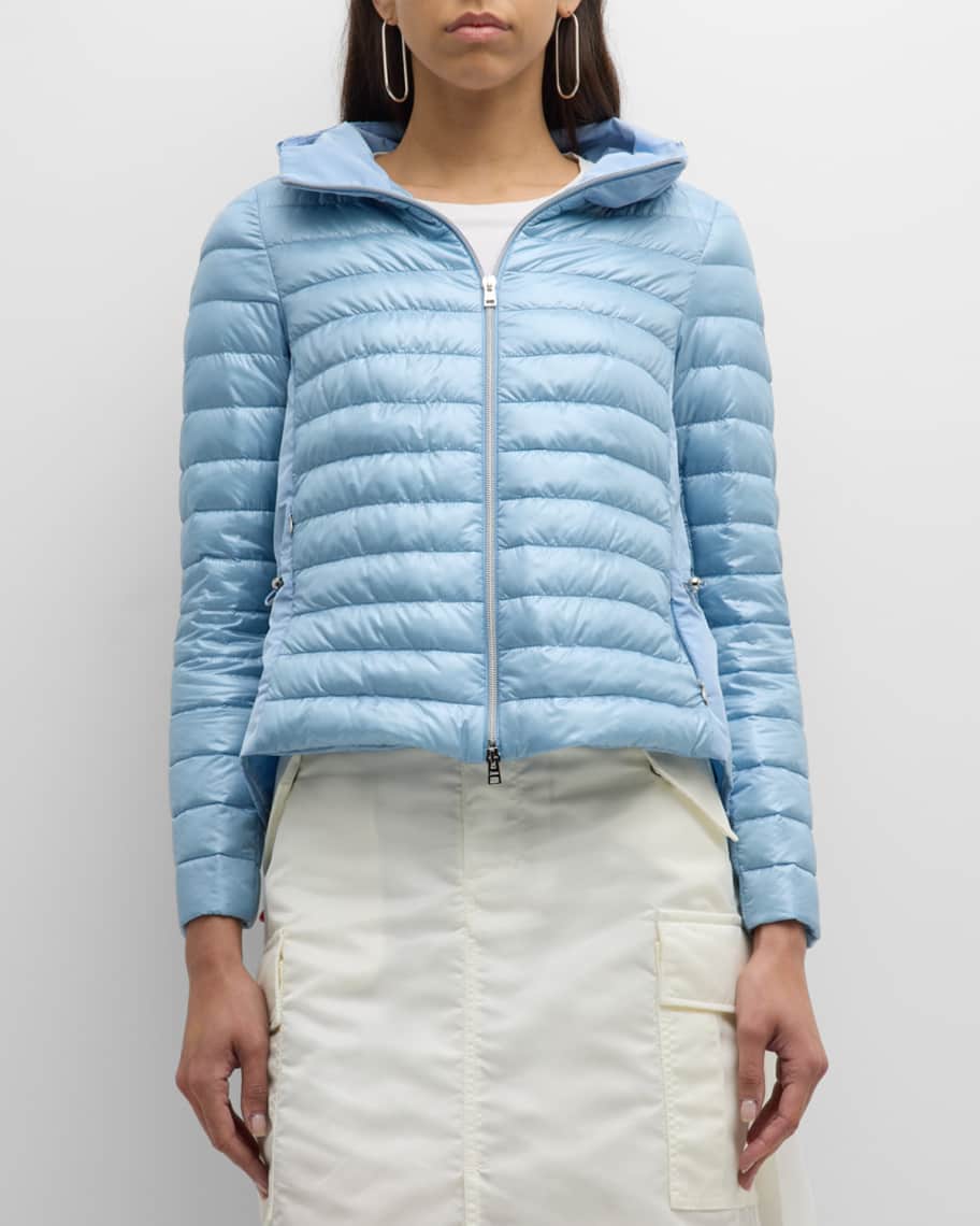 Image 2 of 6: Water-Repellent Nylon Ultralight Tafetta Mixed Media Puffer Jacket